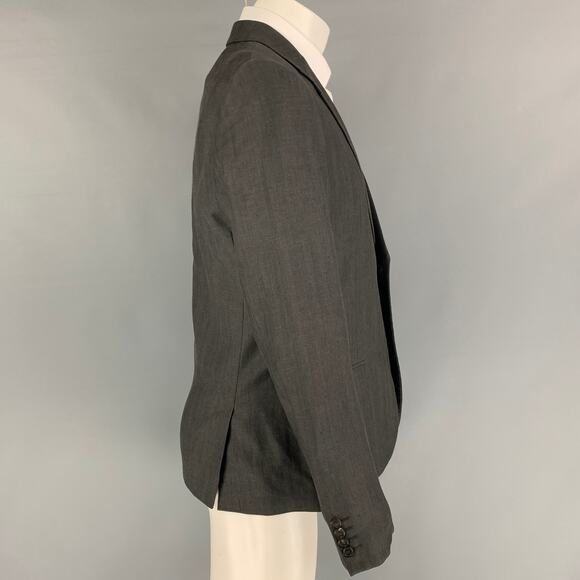 CALVIN KLEIN COLLECTION Size 38 Charcoal Wool Linen Sport Coat - Picture 2 of 6